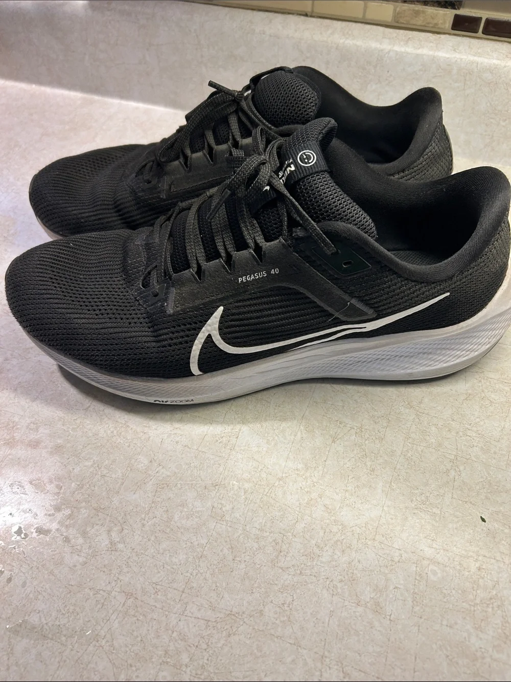 Nike Pegasus 40 Running Shoes - Black with White Swoosh